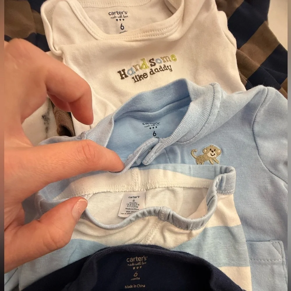 Carter's Blue and Brown Striped Bodysuit Set